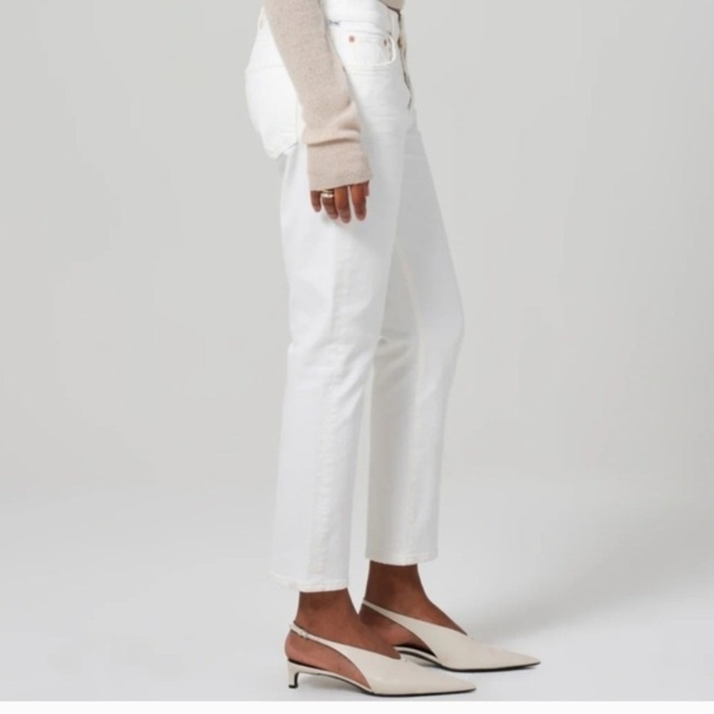 Citizens of Humanity Emerson White Distressed Crop Straight Leg Jeans‎ Size 31